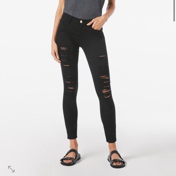 Frame Denim Black Le Skinny De Jeanne Distressed - Picture 1 of 11